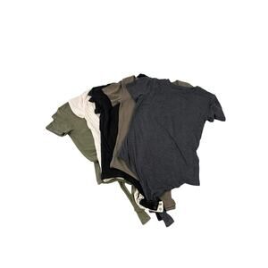 Nuuds Multicolor Short Sleeve Bodysuit Lot Of 5 Soft Basic Minimalist Womens M/L